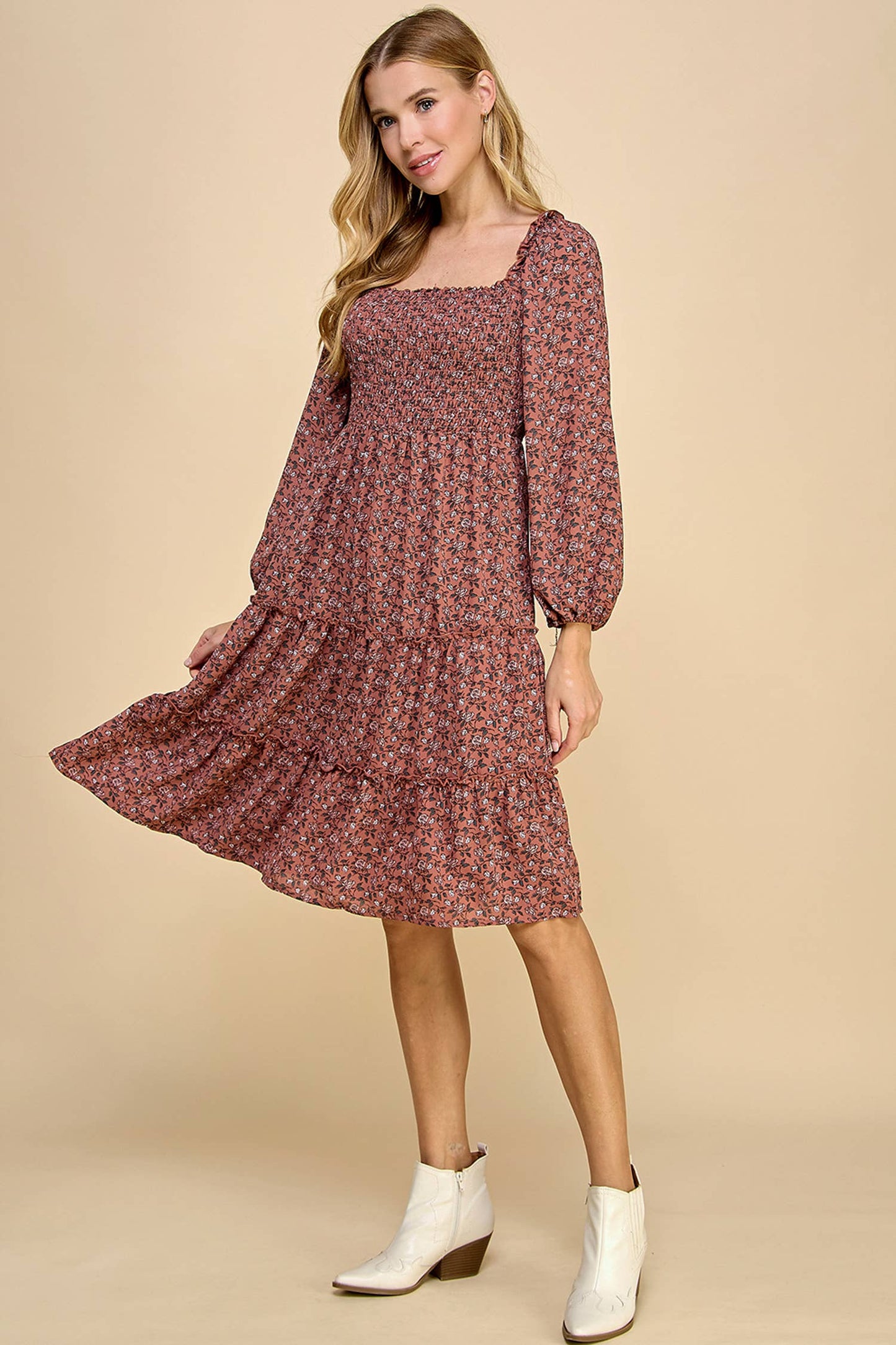 Ireland Tiered Dress W/Smocking S-XL