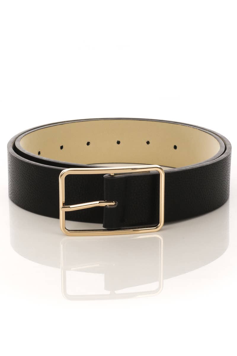 Faux Leather Rectangle Belt - Multiple Colors