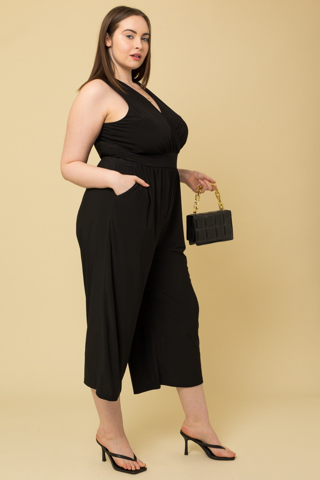 Plus Size Favorite Black Cropped Jumpsuit