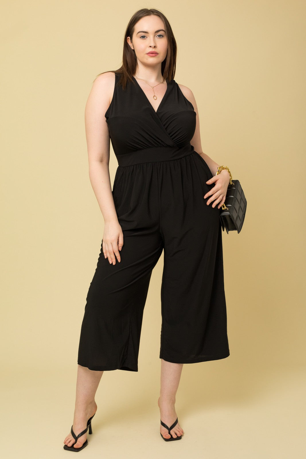 Plus Size Favorite Black Cropped Jumpsuit