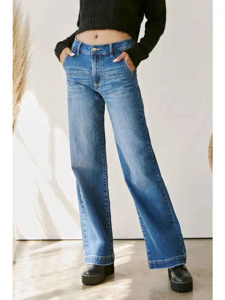 Anna High Rise Trouser Leg Jeans