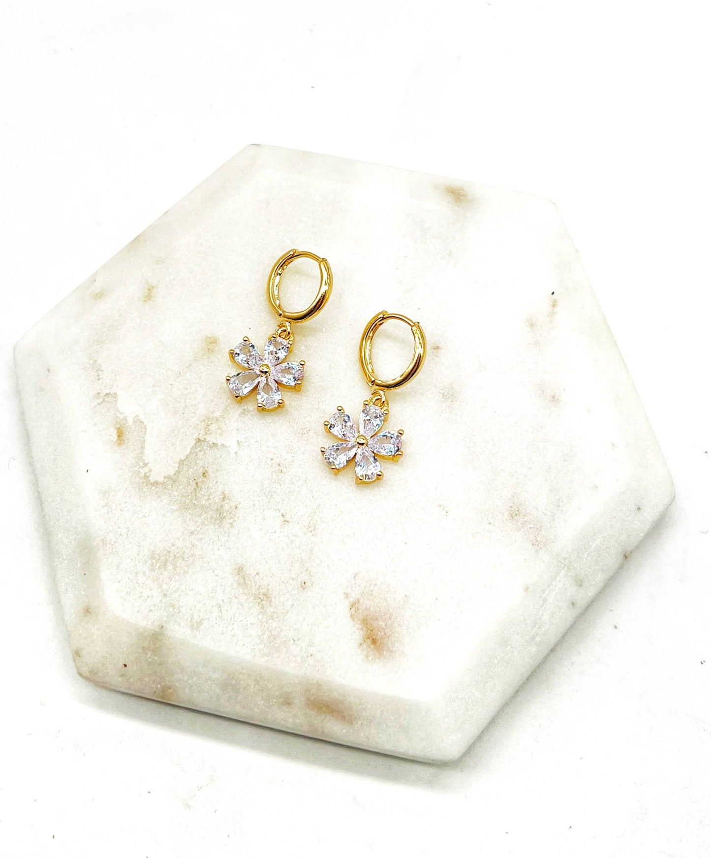 Flower Huggie Hoop Earrings