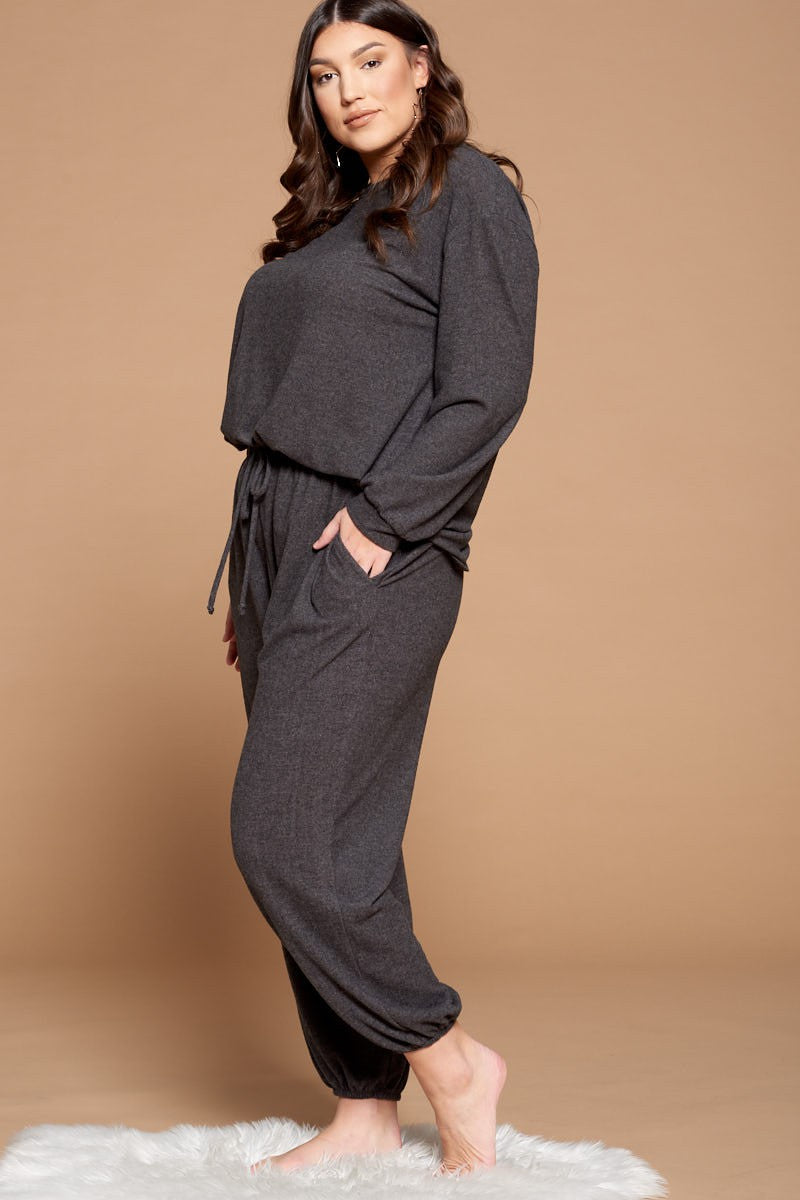 Plus Size Gina Charcoal Lounge Set
