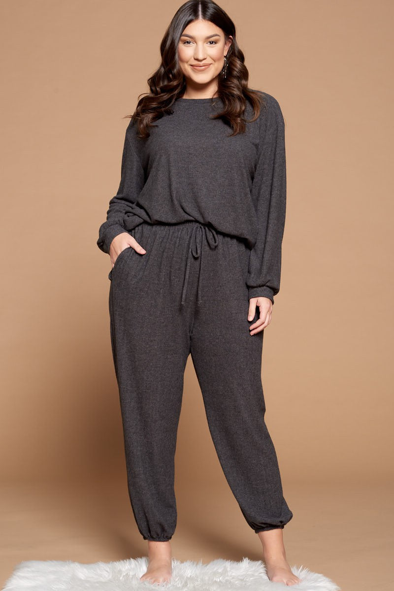 Plus Size Gina Charcoal Lounge Set