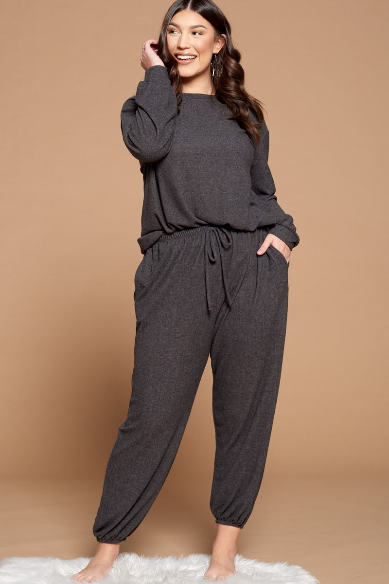 Plus Size Gina Charcoal Lounge Set