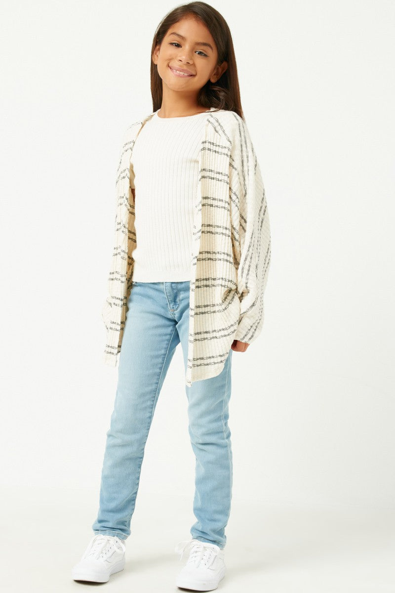 Girl's Striped Cardigan