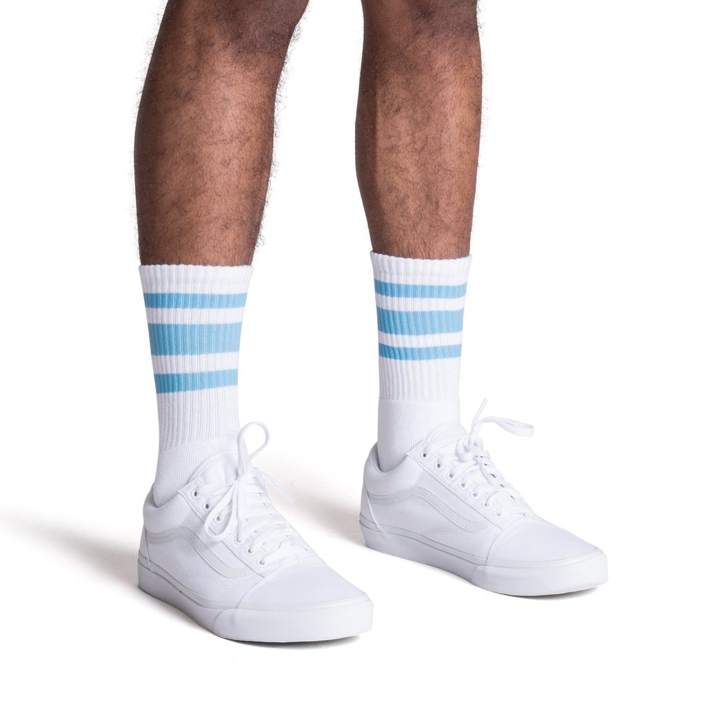 SOCCO Crew White (w/Light Blue Stripes)