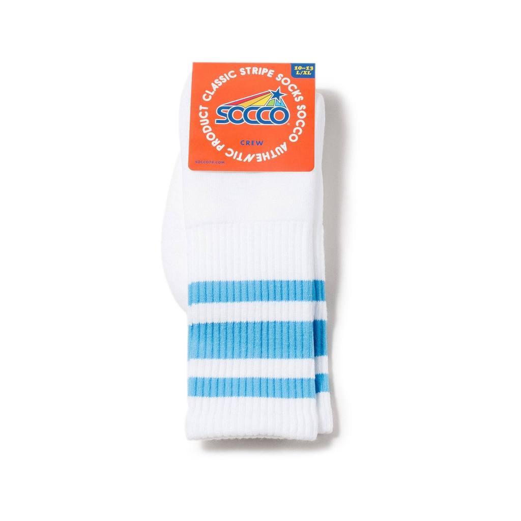 SOCCO Crew White (w/Light Blue Stripes)