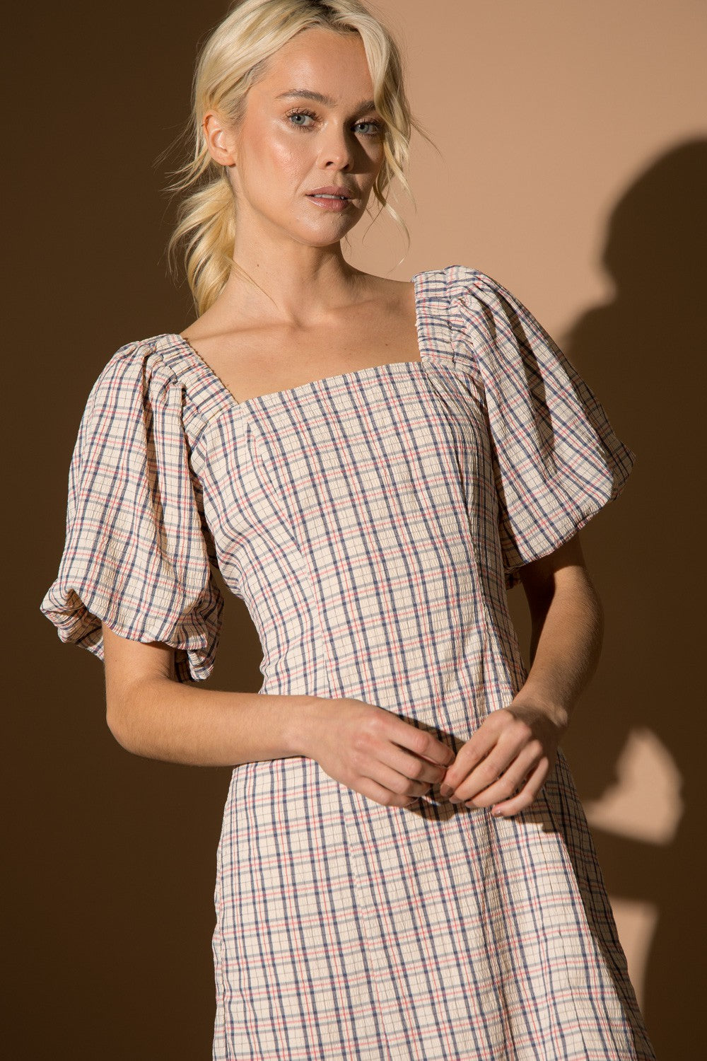 Tartan Balloon Sleeve Dress