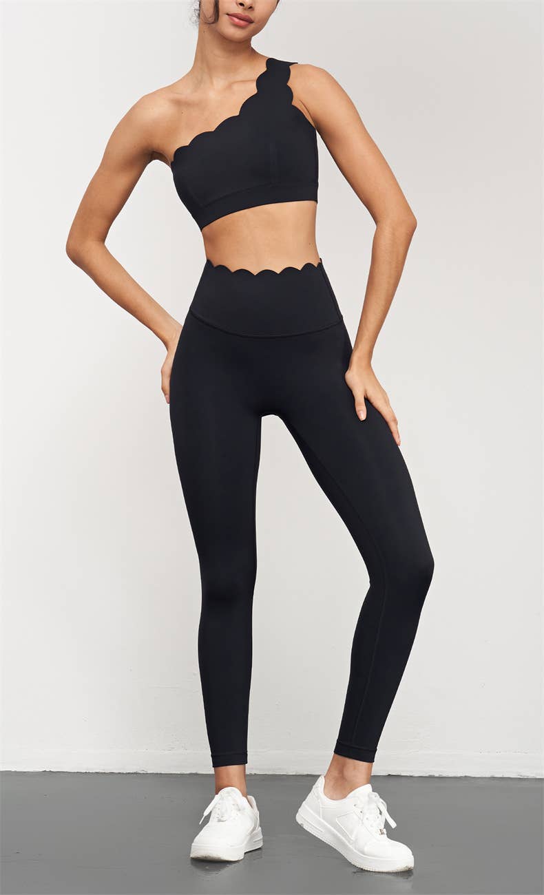 Scalloped High Waist Seamless Leggings
