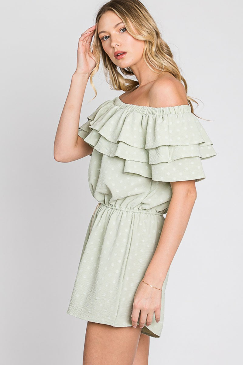 Shania Sage Off The Shoulder Romper