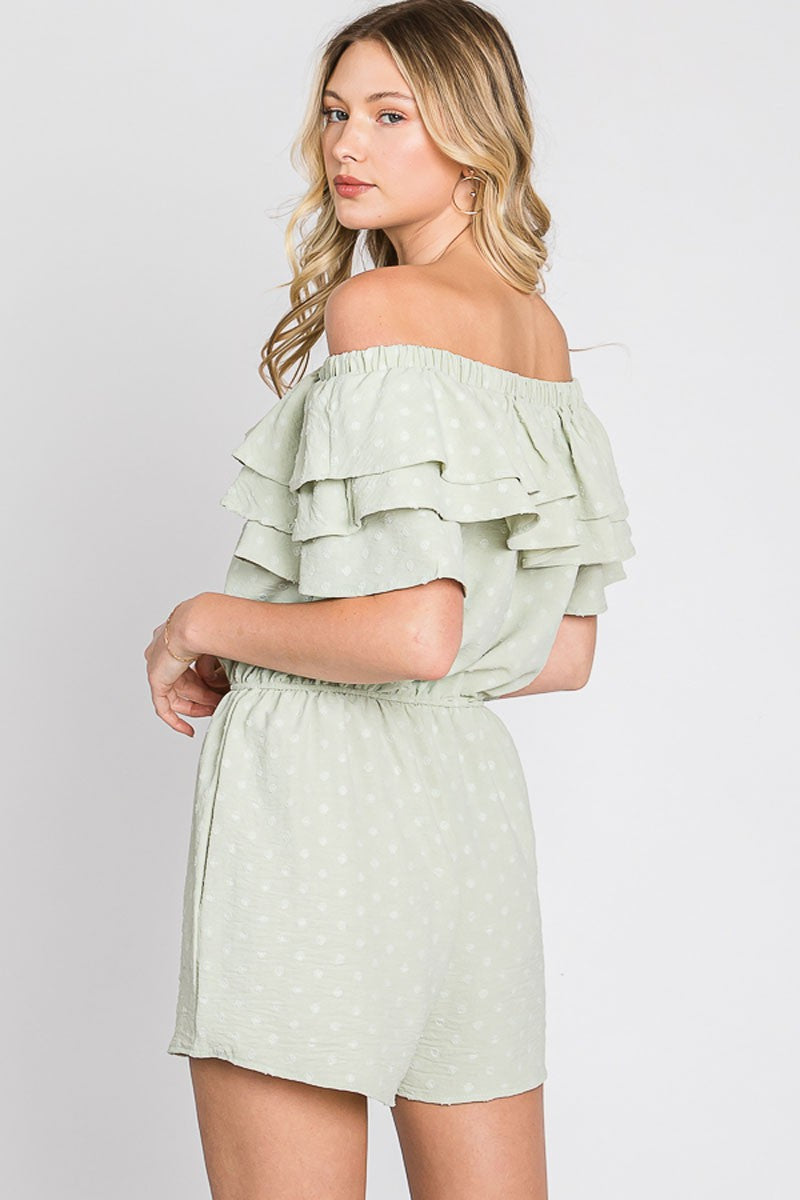 Shania Sage Off The Shoulder Romper