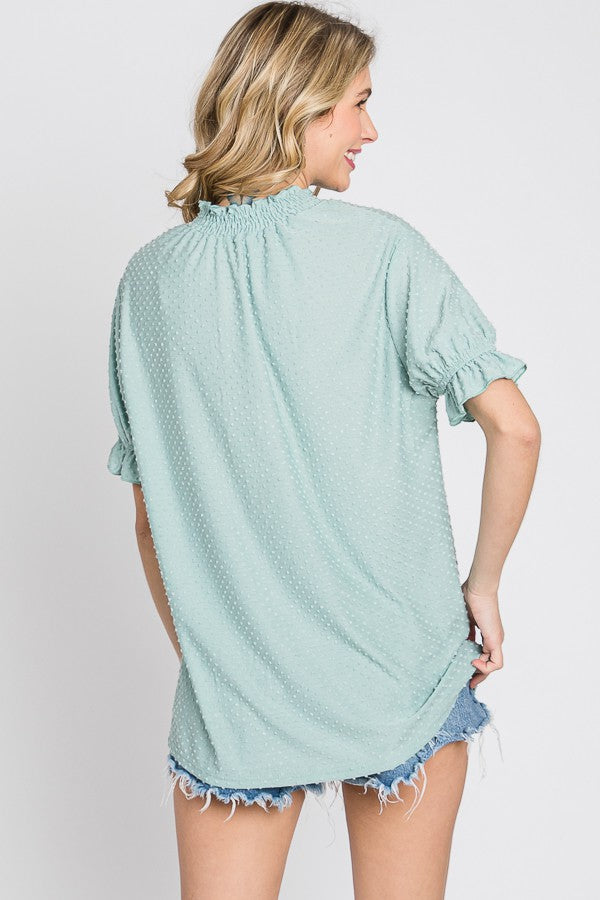 Plus Size Mint Dot Textured Top