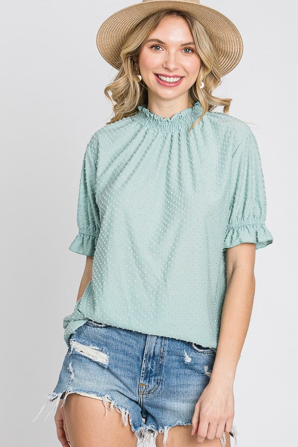 Plus Size Mint Dot Textured Top
