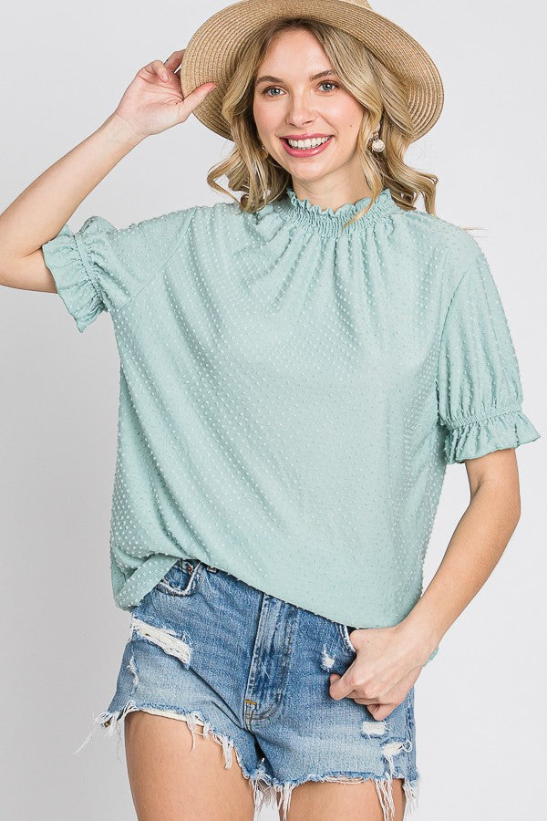 Plus Size Mint Dot Textured Top