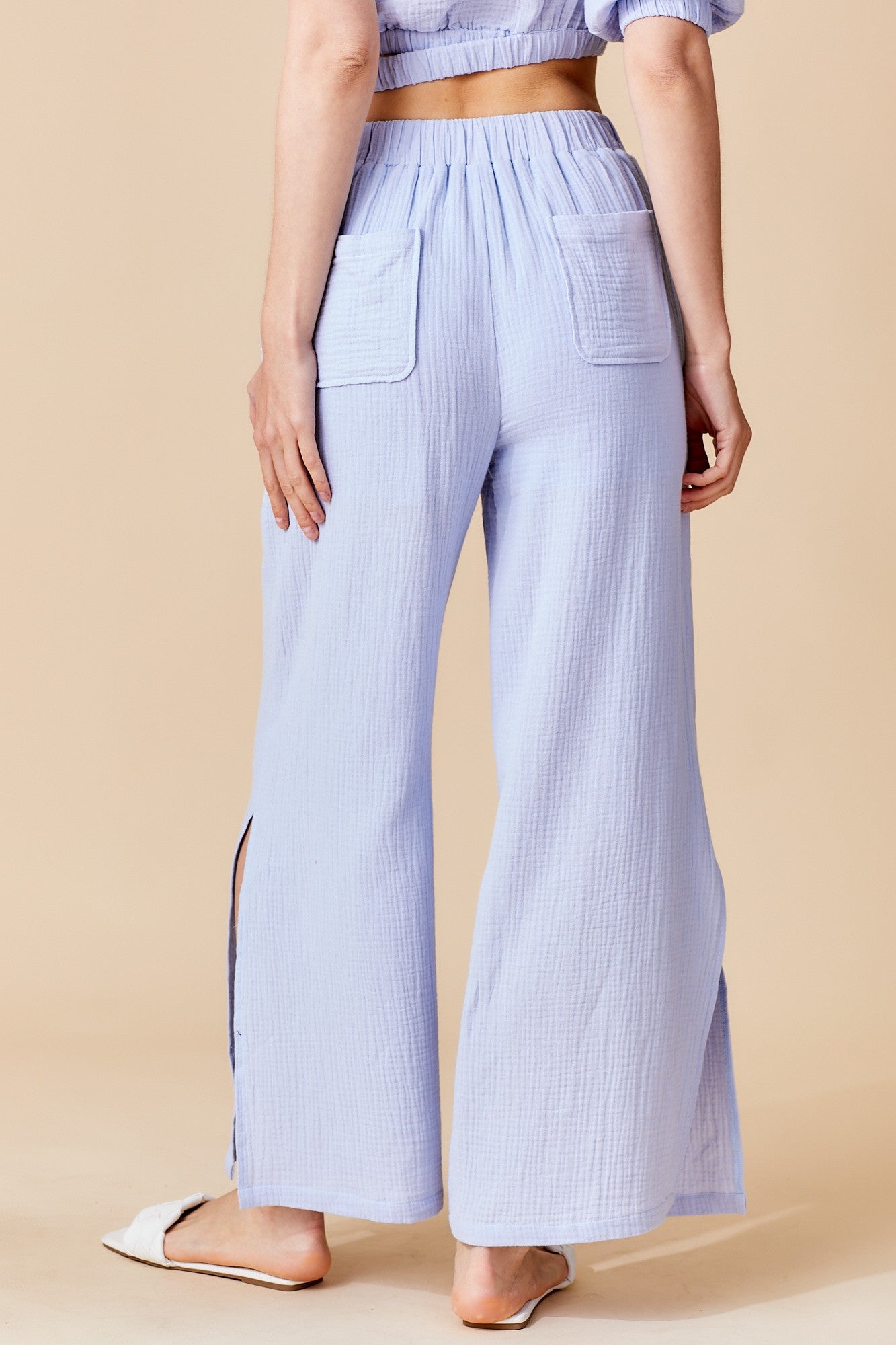 Baby Blue Side Slit Pants