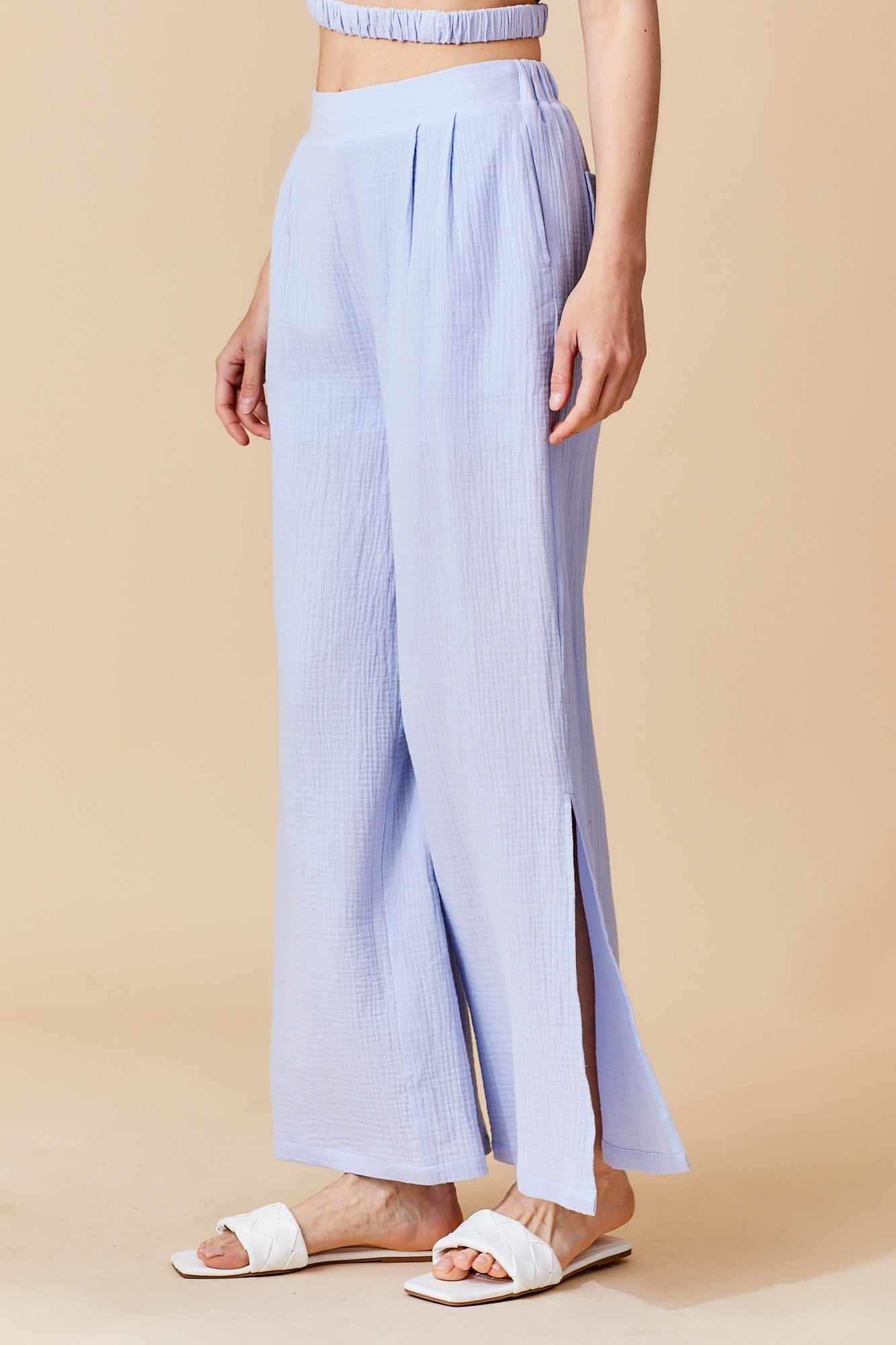 Baby Blue Side Slit Pants