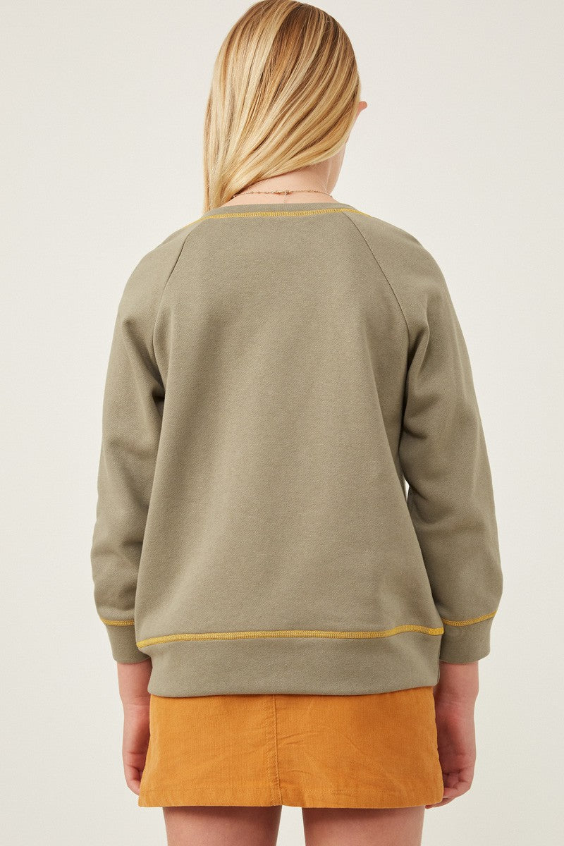 Girl's Smiley Patch Sweatshirt