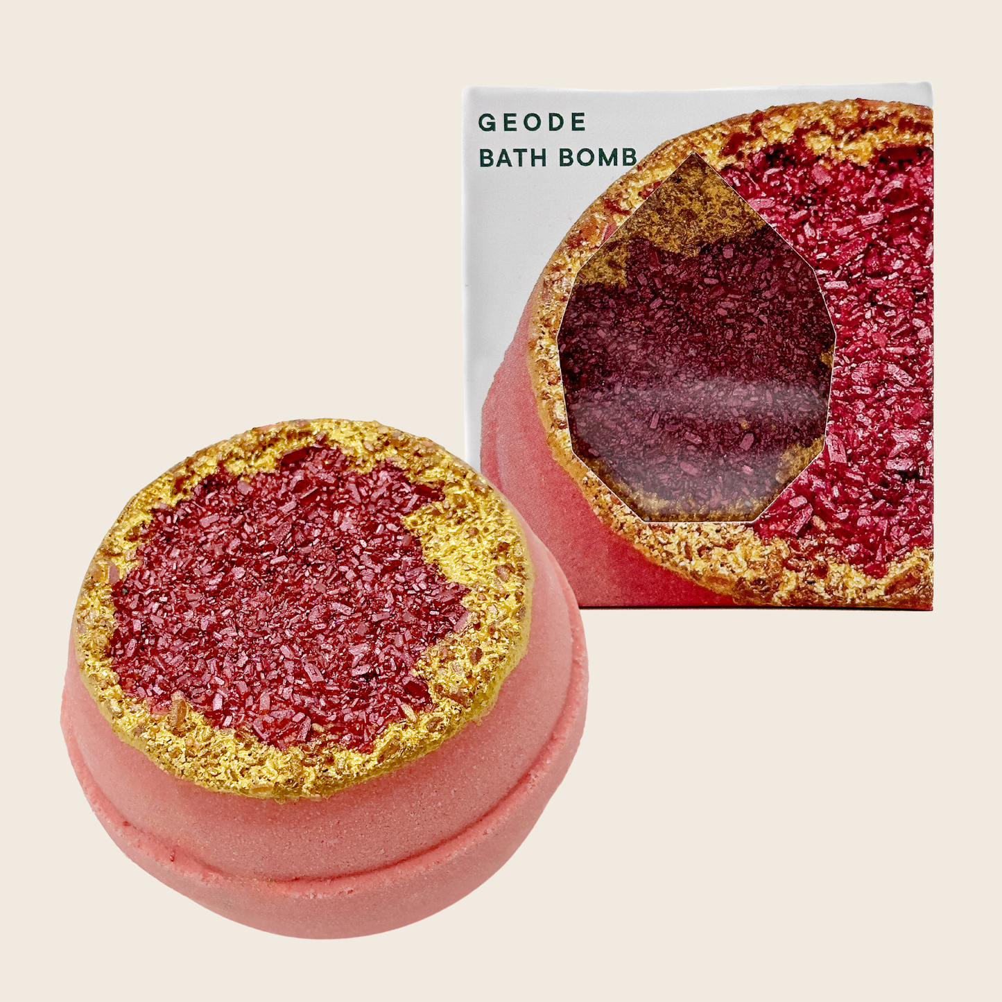 🍂Crystal Geode Bath Bomb -Ruby, Red + Gold