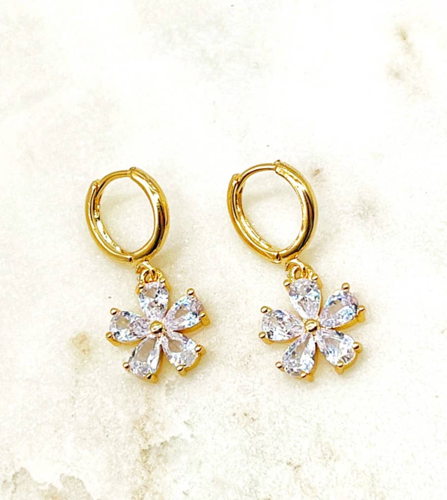 Flower Huggie Hoop Earrings