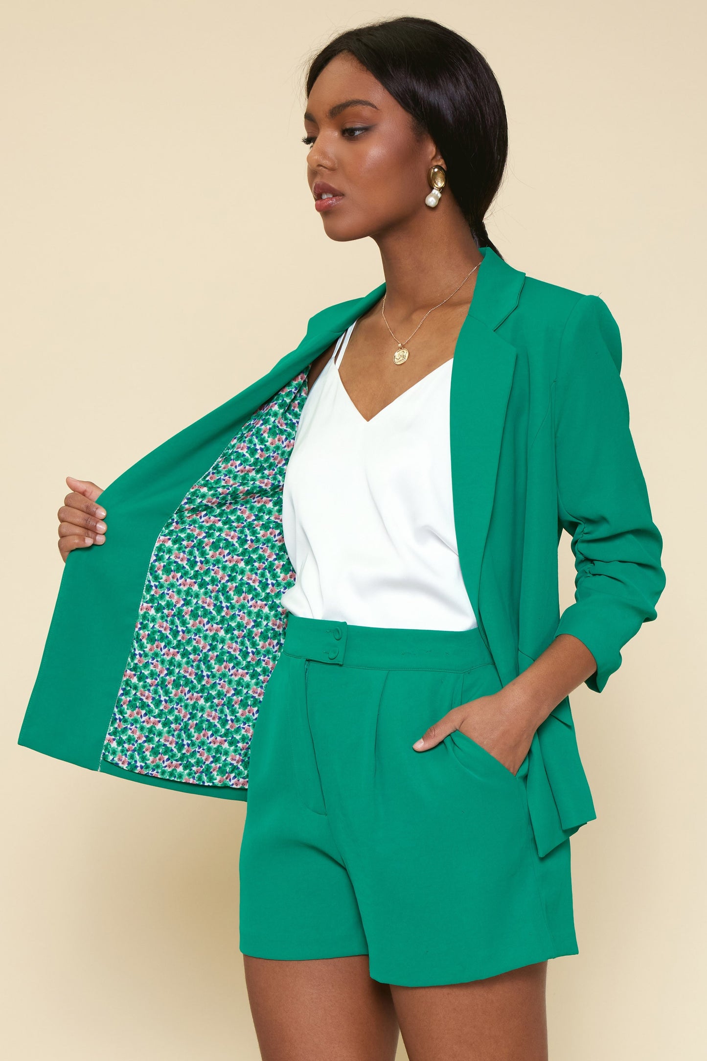 Poppy Shirred Sleeve Blazer - Multiple Colors