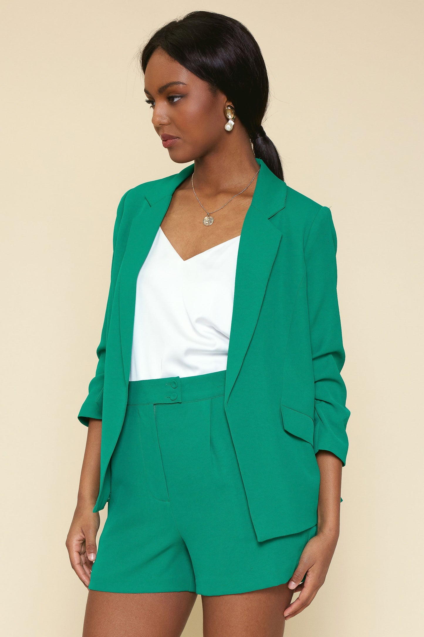 Poppy Shirred Sleeve Blazer - Multiple Colors