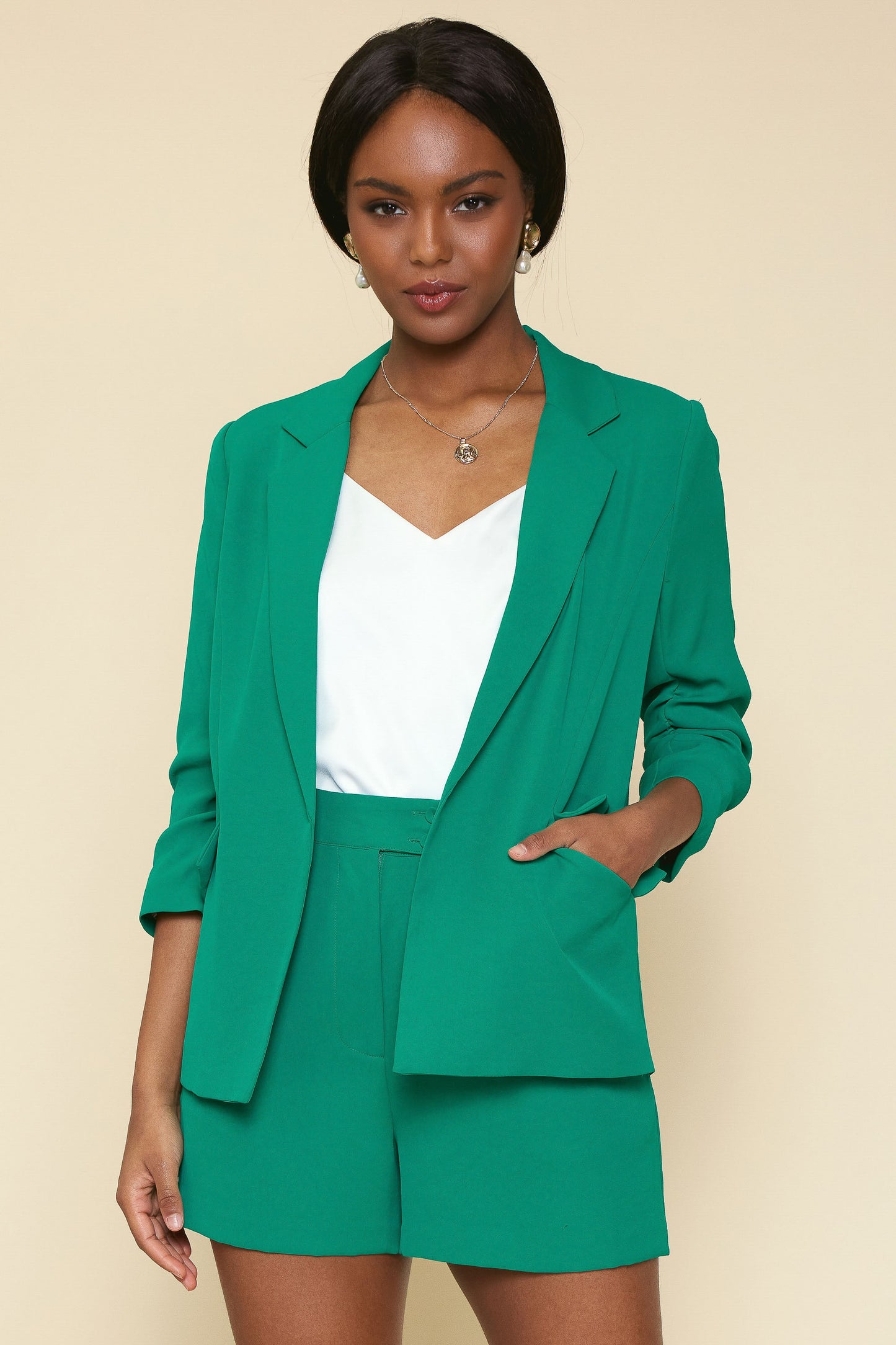 Poppy Shirred Sleeve Blazer - Multiple Colors