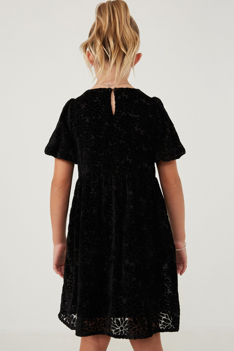 Girl's Floral Burnout Dress