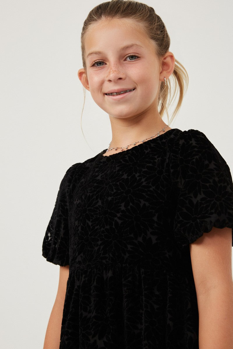 Girl's Floral Burnout Dress