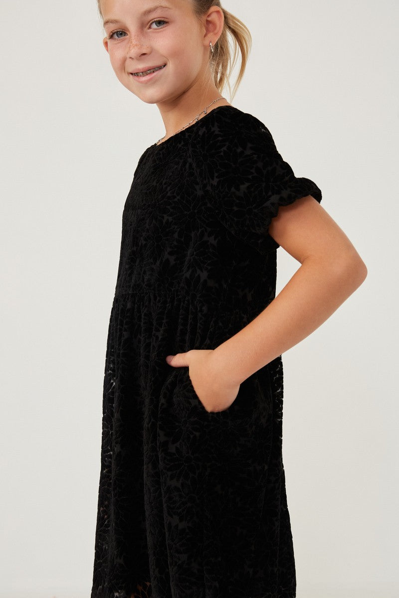Girl's Floral Burnout Dress