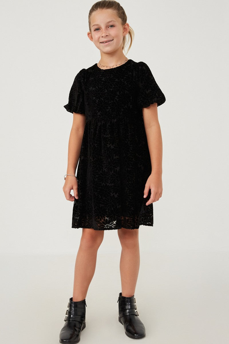 Girl's Floral Burnout Dress
