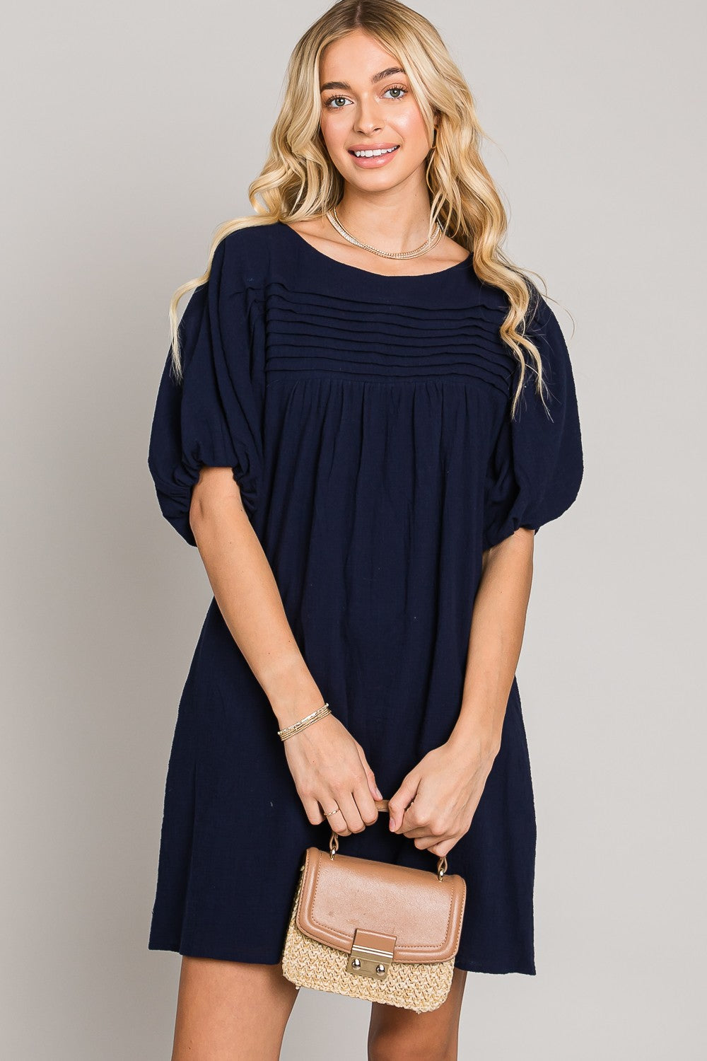 Addison Puff Sleeve Shift Dress - Multiple Colors