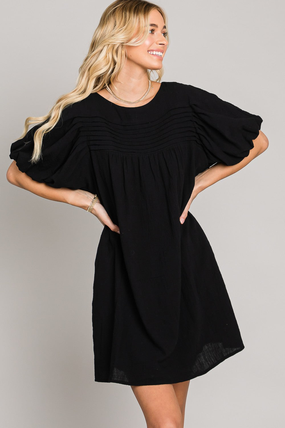 Addison Puff Sleeve Shift Dress - Multiple Colors