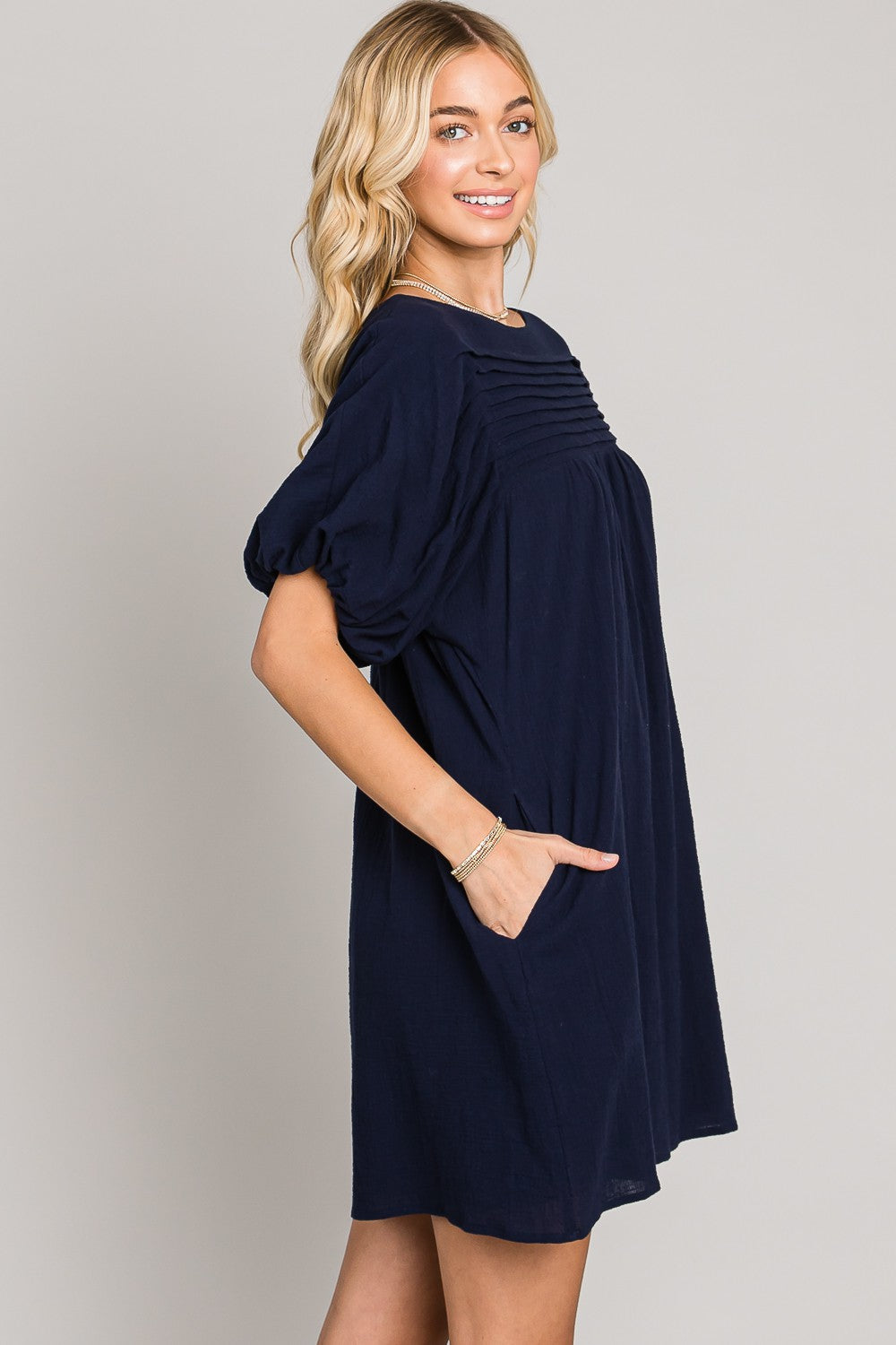 Addison Puff Sleeve Shift Dress - Multiple Colors