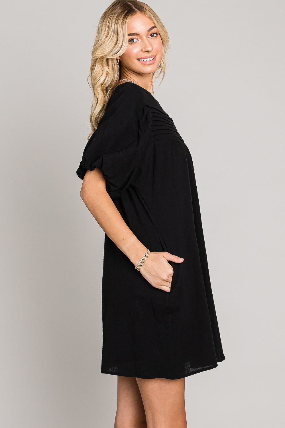 Addison Puff Sleeve Shift Dress - Multiple Colors
