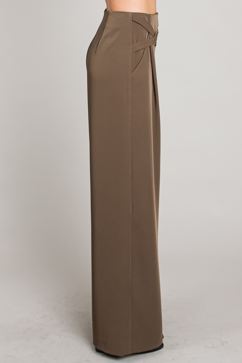 Front Buckle Wide Leg Pant - Multiple Colors