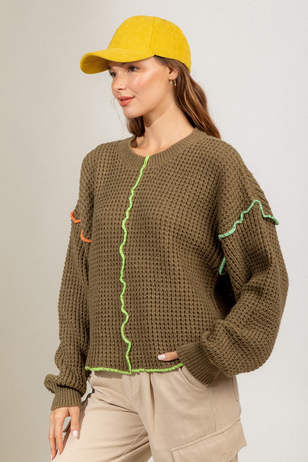 Neon Stitch Detail Sweater