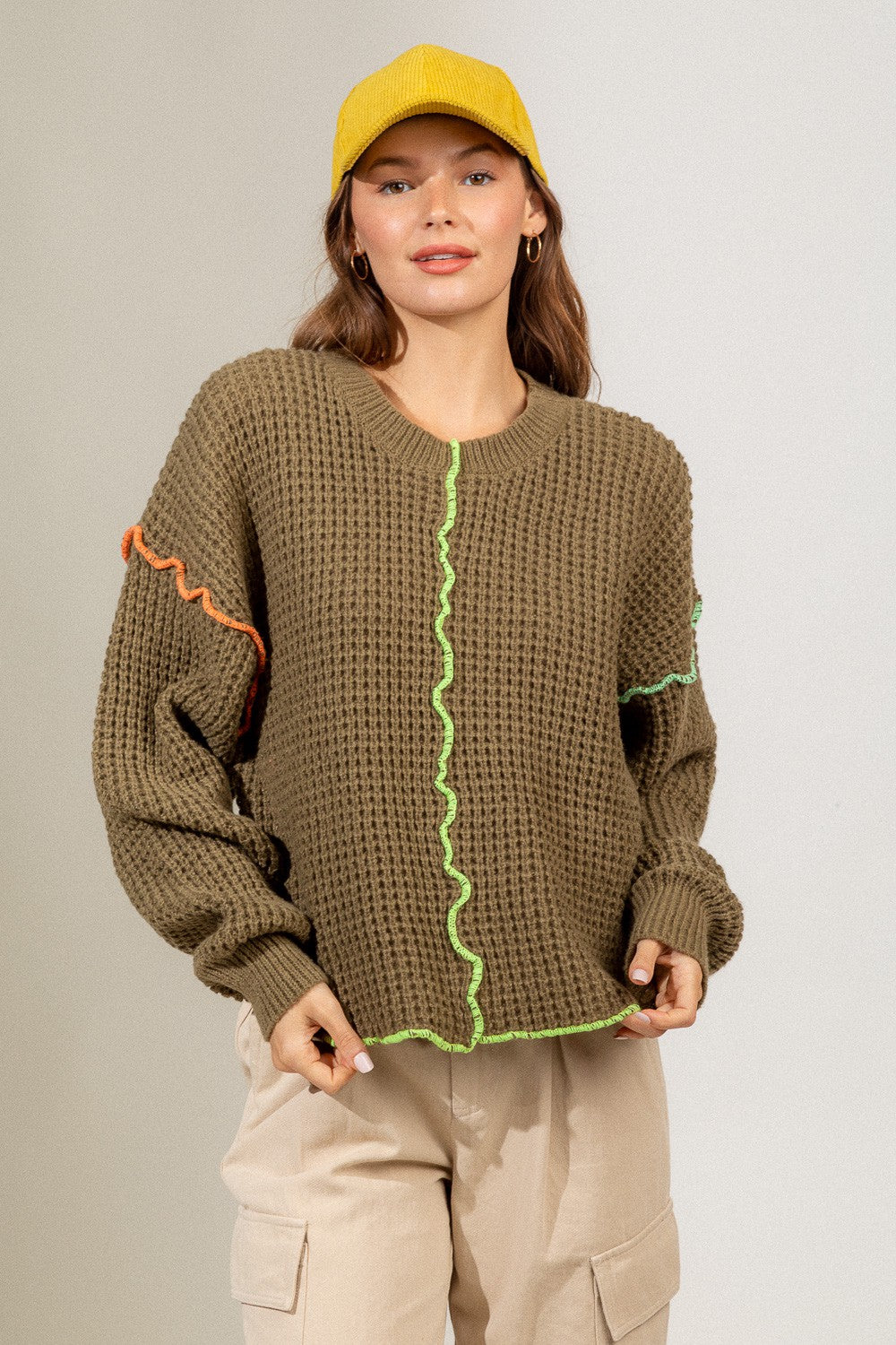 Neon Stitch Detail Sweater