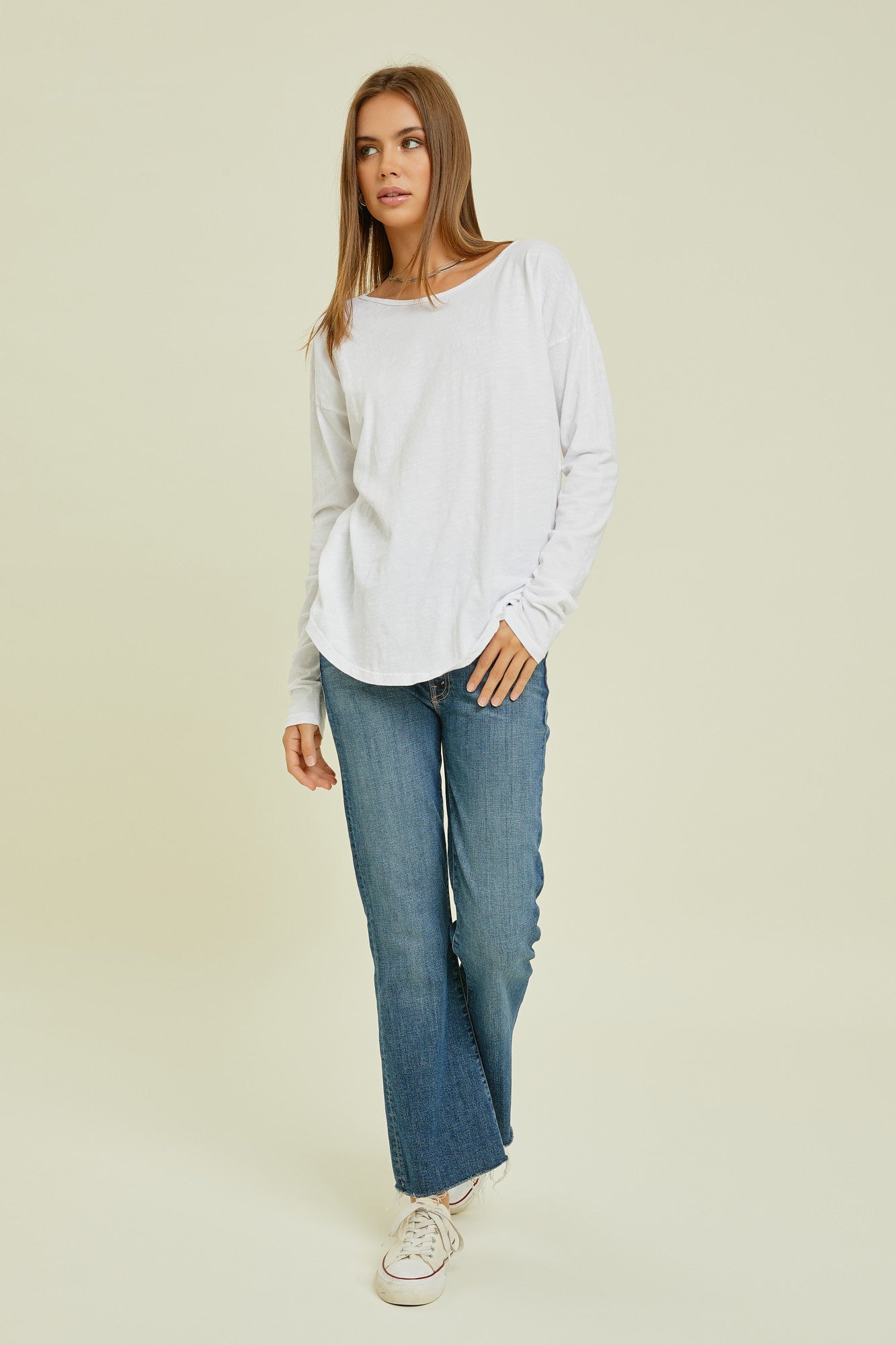 Cotton Round Hem Top
