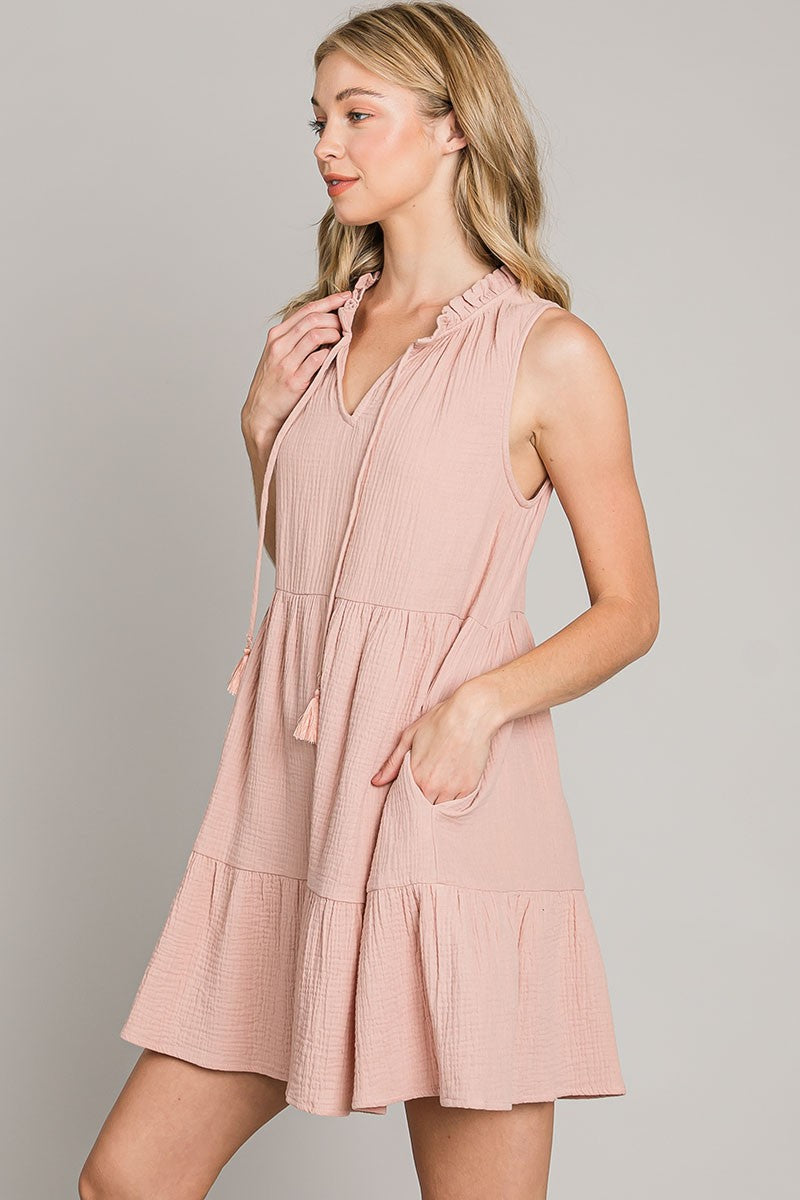 Mandie Tassel Ruffle Dress - Multiple Colors