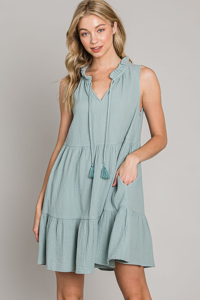 Mandie Tassel Ruffle Dress - Multiple Colors