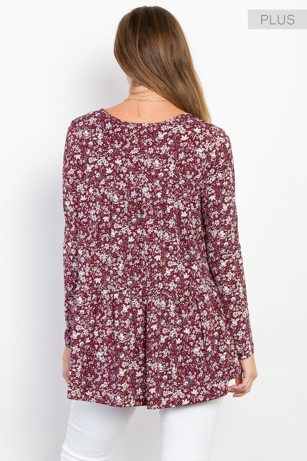 Plus Size Burgundy Floral Top