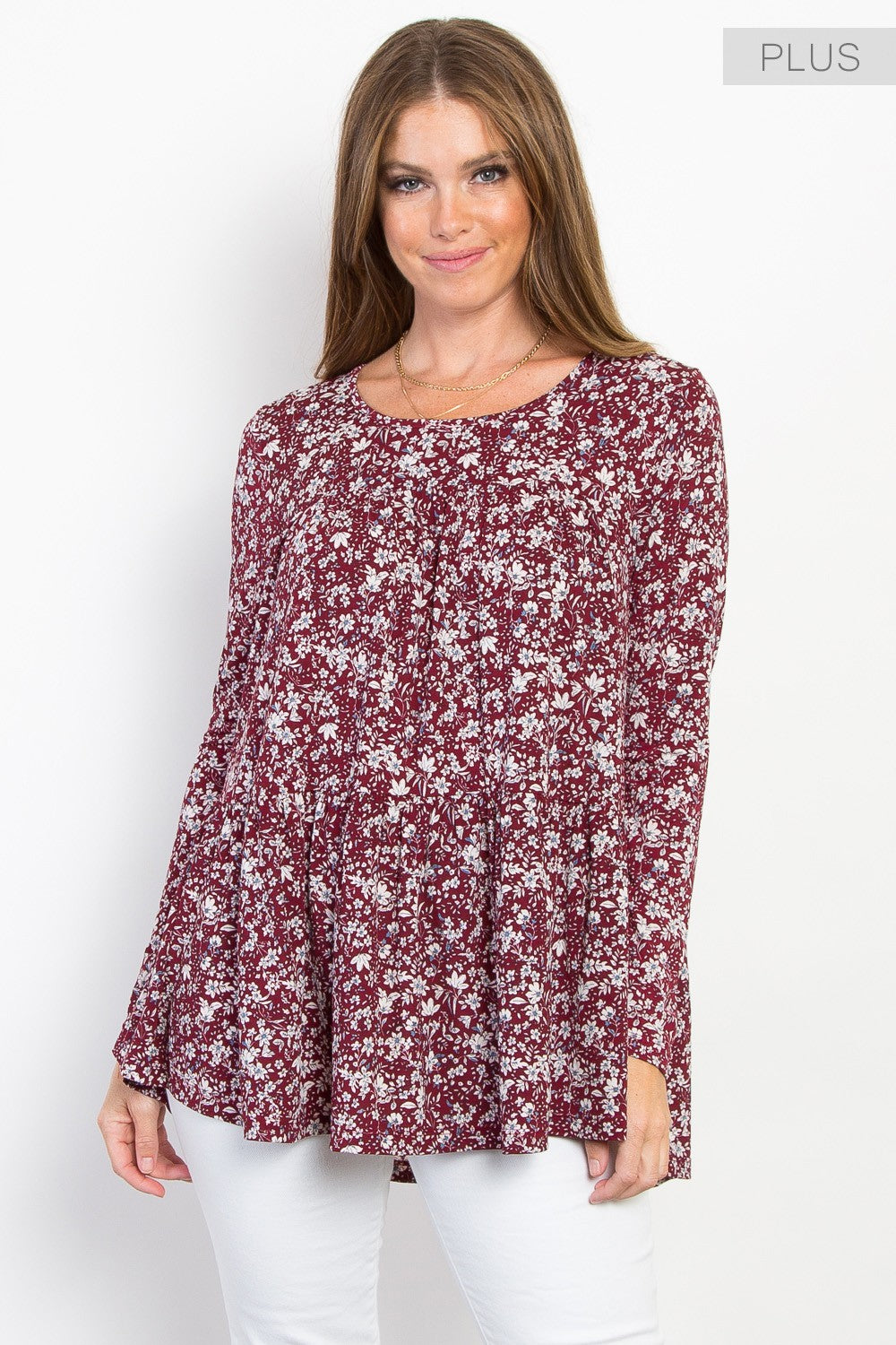 Plus Size Burgundy Floral Top