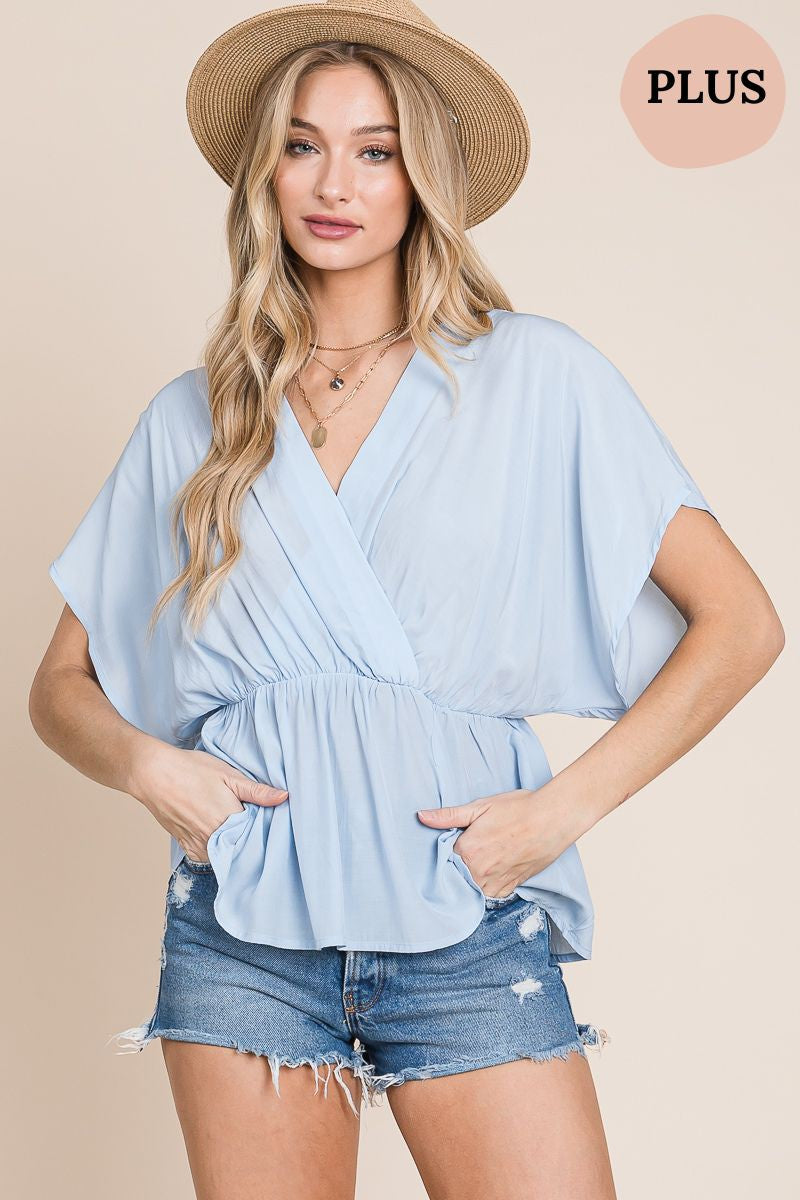 Plus Size Suzi Surplice Top- Multiple Colors