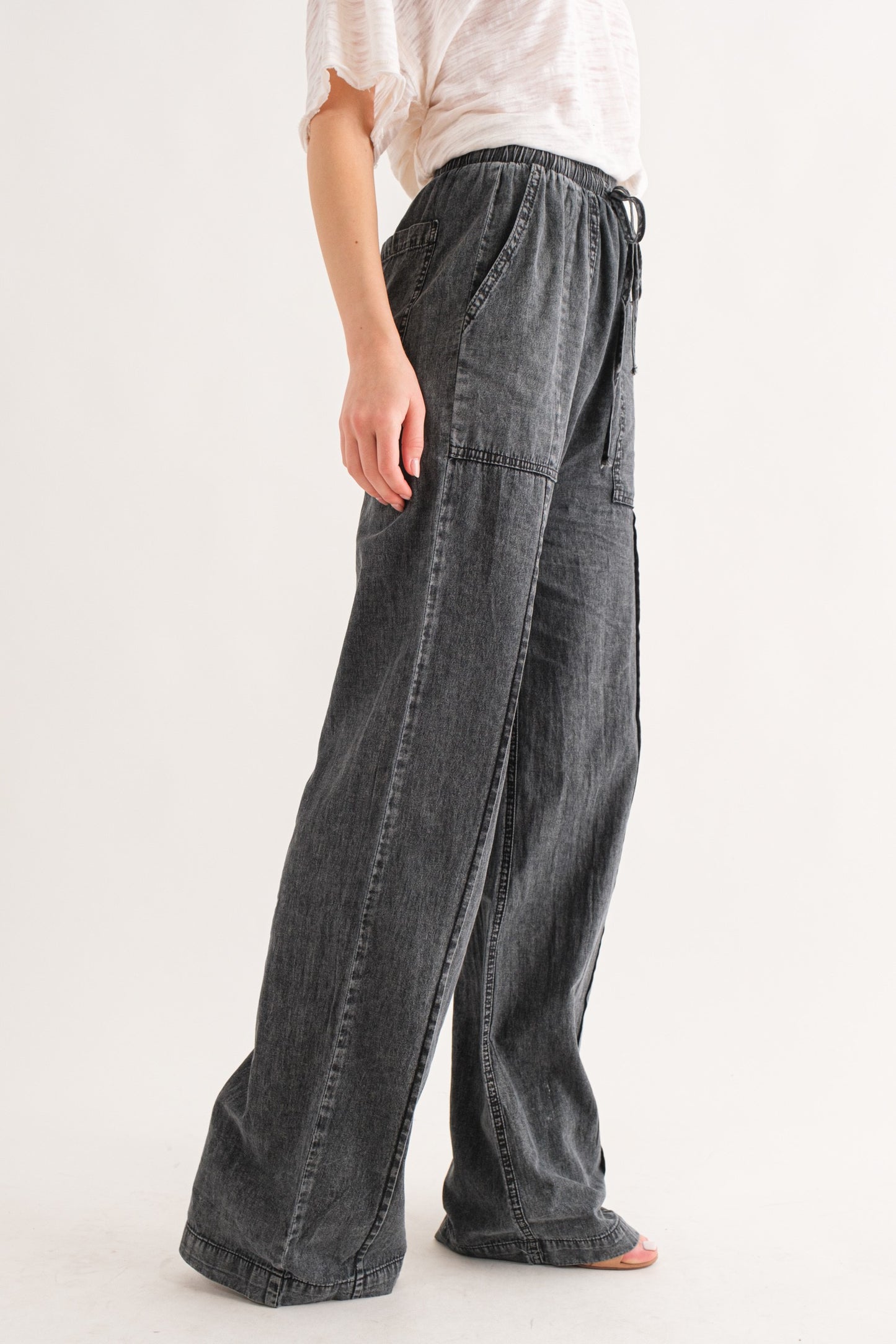 Washed Relaxed Fit Charcoal Pants