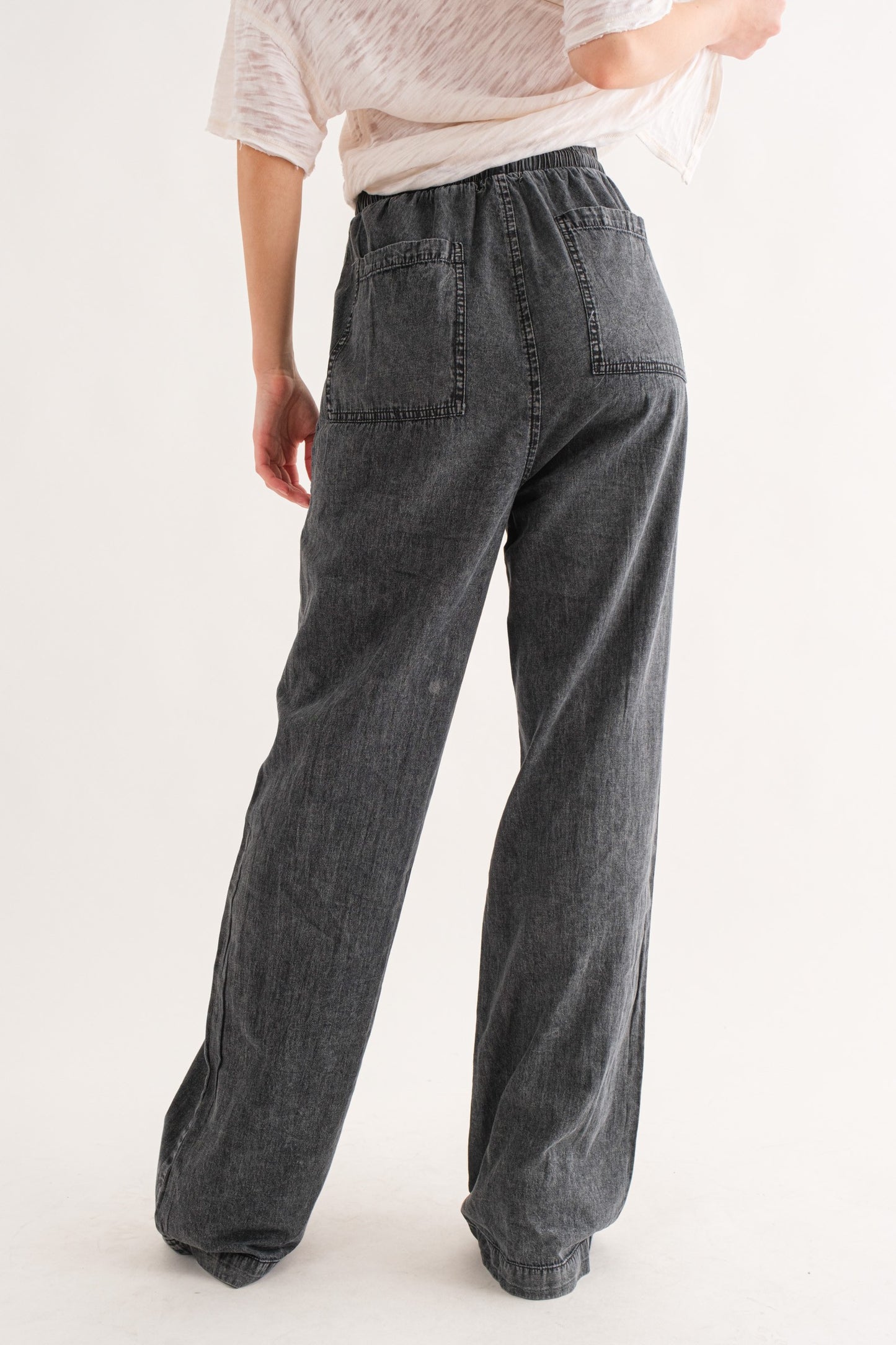 Washed Relaxed Fit Charcoal Pants