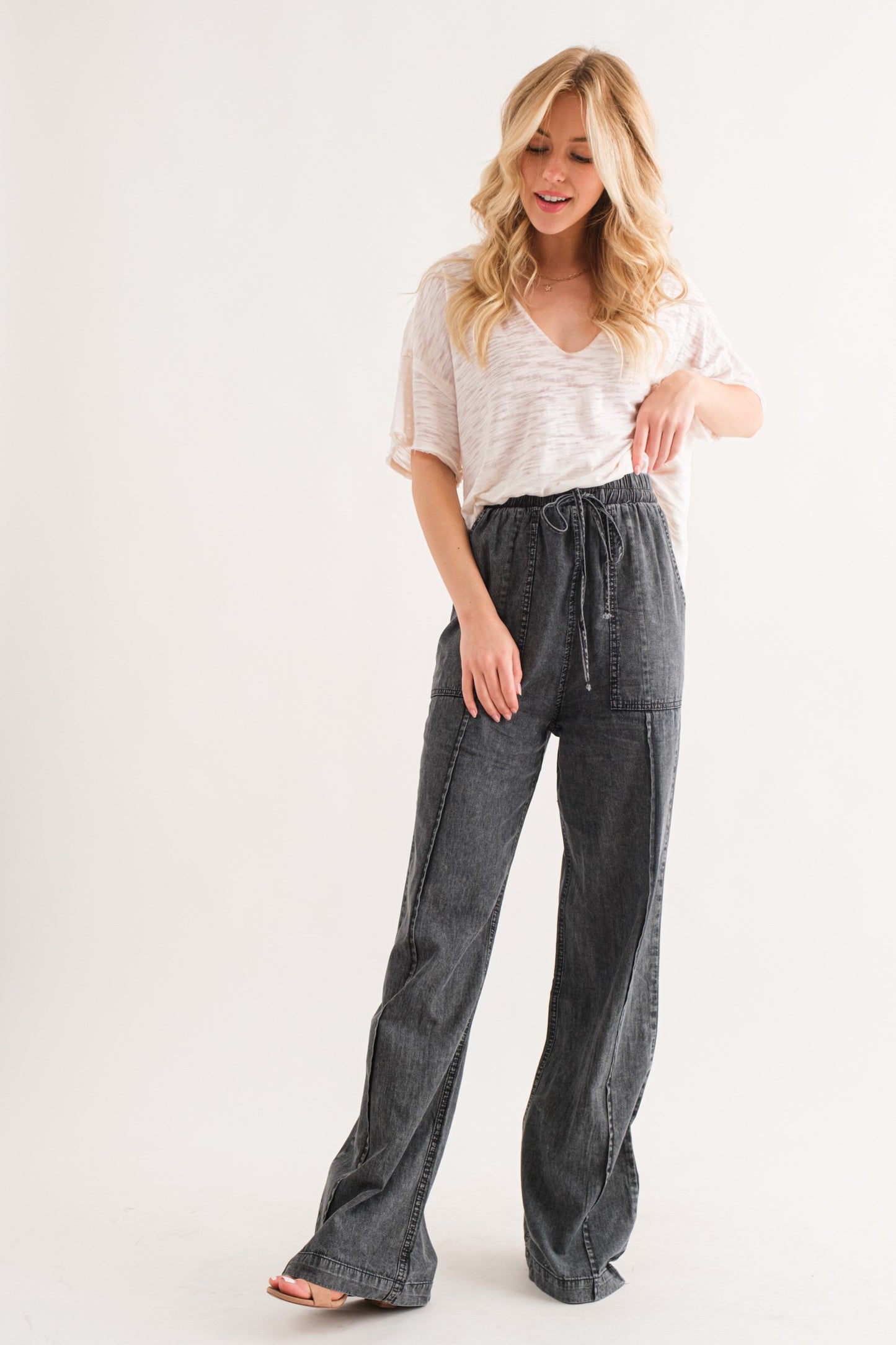 Washed Relaxed Fit Charcoal Pants