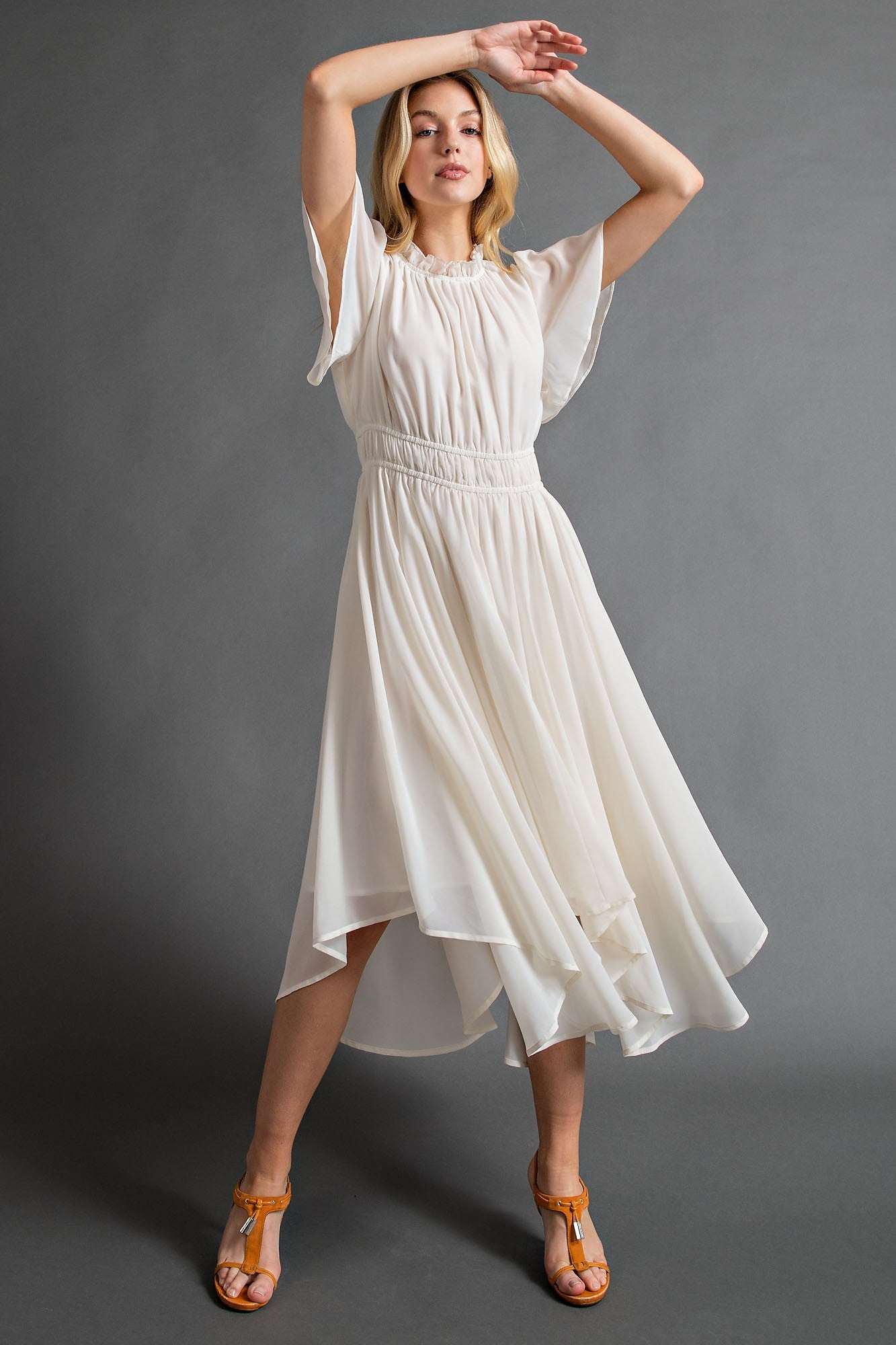 Feminine Ivory Chiffon Dress