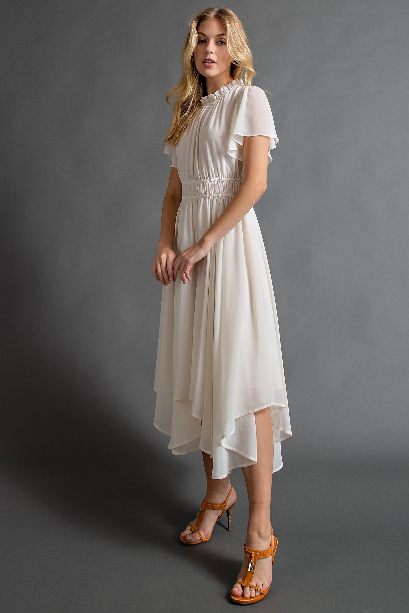 Feminine Ivory Chiffon Dress