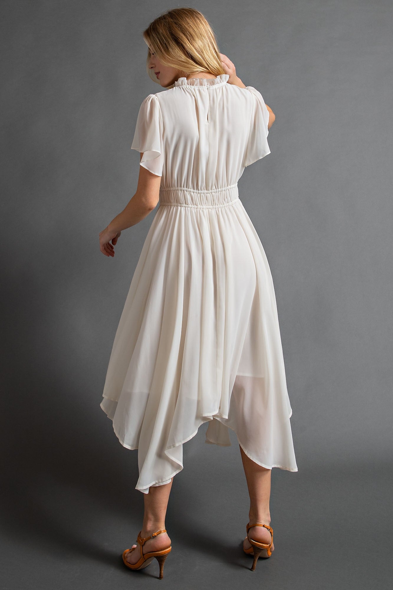 Feminine Ivory Chiffon Dress